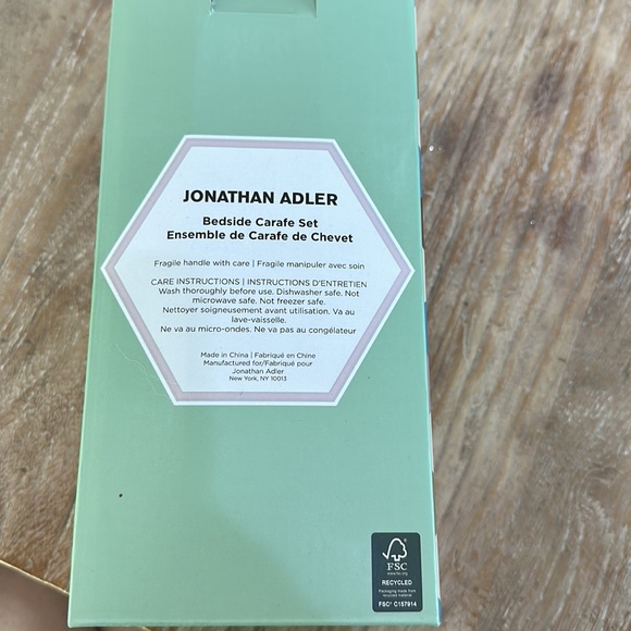 JONATHAN ADLER BIBA Blue Glass Bedside Carafe & Cup Set NIB - Picture 7 of 7